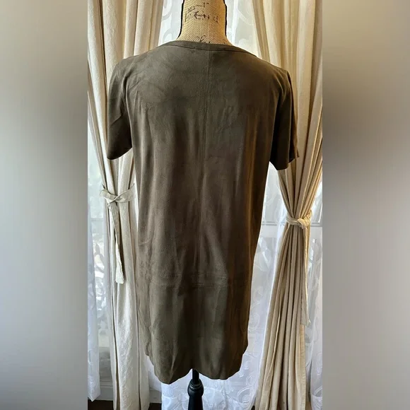 OLIVACEOUS Faux Suede Kimmie Shift Pullover Mini Tunic Dress Women's M - Picture 5 of 10